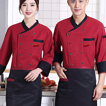 Winter Chef Work Clothes Men's Long Sleeve Winter Restaurant Kitchen Clothes Autumn and Winter Chef Clothes Autumn and Winter Clothes Women