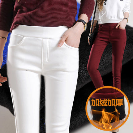 Velvet Thickeneded Leggings, Tight Pants for Outer Wear, Women's Pencil Pants for Small Feet, Autumn and Winter New Warm Women's Pants