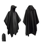 Black 210t polyester poncho raincoat without pockets / One size fits all
