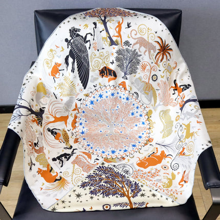 [Thistle Flower Story] Heavy Weightweight 18 Mumi Twill Silk Scarf Women's Mulberry Silk Double-Sided Printed Large Square Scarf Shawl
