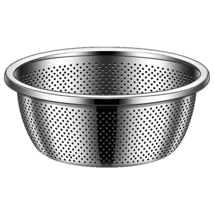 304 Stainless Steel Basin Drain Basket Vegetable Basket Household Rice Washing Sieve Thickeneded Cooking Basin and Basin Vegetable Basin Wholesale