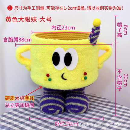 Cartoon Bigfoot Little Monster Storage Basket for Miscellaneous Snacks Large Dopamine Lamb Velvet Cute Storage Basket