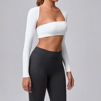 2025 Brushed Shawl Long-Sleeved Yoga Wear for Women Outdoor Running Sports Vest T-Shirt Fitness Quick-Drying Top