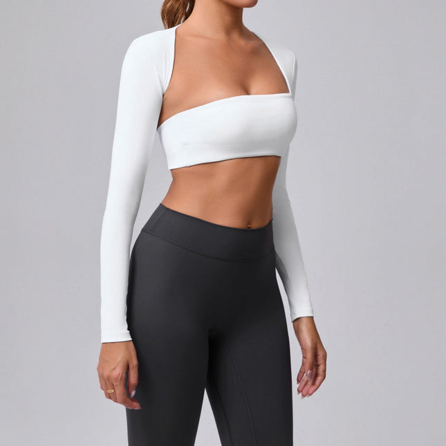 2025 Brushed Shawl Long-Sleeved Yoga Wear for Women Outdoor Running Sports Vest T-Shirt Fitness Quick-Drying Top