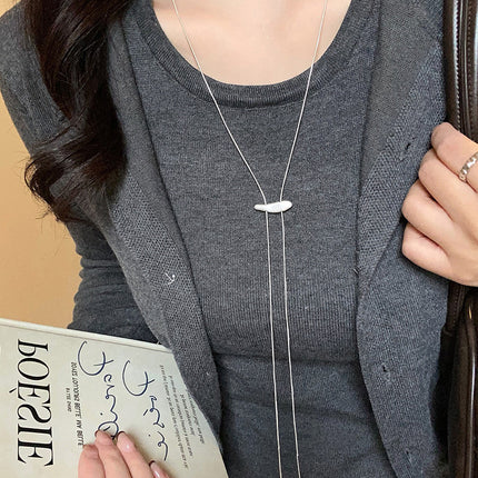 Silver-Plated Copper Necklace for Women, Small Fish Design, Brushed Sweater Chain, Elegant and High-End Clavicle Chain, New Jewelry Item