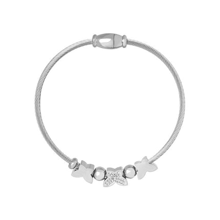 Antique European and American titanium steel vacuum plating 18k gold non-fading round heart pendant bracelet women's wholesale jewelry