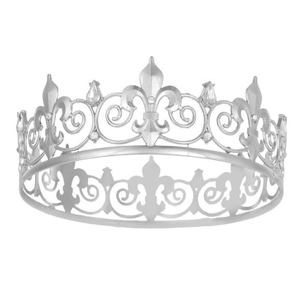 European and American Cross-Border Round Crystal Crown Ball Prince Tiara Crown Party Birthday Pair Decoration Ready-Made Factory Direct Sale