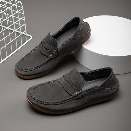 Men's Loafers, New Spring and Autumn Slip-On Shoes, Genuine Leather, Breathable, Casual Leather Shoes, Lightweight, Comfortable Driving Shoes, Lazy Shoes