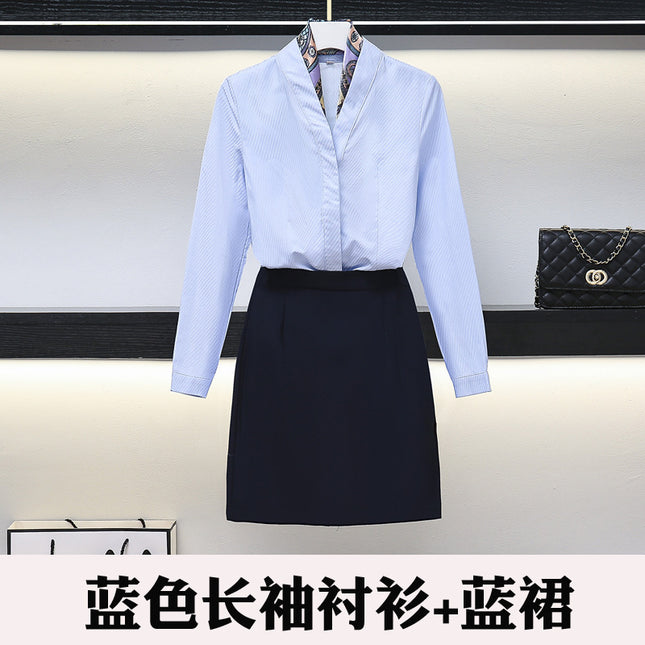 High-end professional dress winter long sleeve civil servant interview formal dress women beauty salon jewelry overalls professional temperament