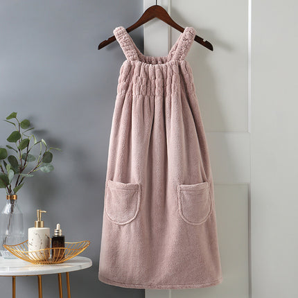 Cross-Border Fashion New Wearable Coral Velvet Suspender Dress Women's Full-Body Sleeveless Bathrobe Absorbent Bathing Skin-Friendly Bath Towel