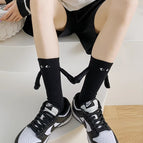 Embroidered eyes black / [hand-in-hand socks and nude socks] one size fits all (36-43)