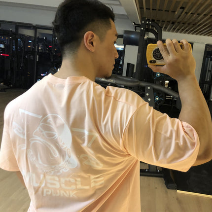 MUSCLE PUNK Original Loose plus size Half-sleeved T-shirt Men's Fashion Brand Printed Fitness Crewneck Top Short-sleeved