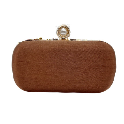 Beaded Bag Classic Handmade Bead Embroidered Evening Bag Retro Coffee Gold Evening Bag Women's Nightclub Clutch Cosmetic Bag