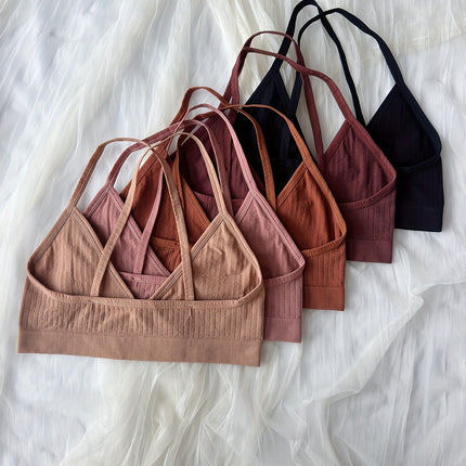5Pcs Seams Ribbed Comfort Wires Cross Strap Back