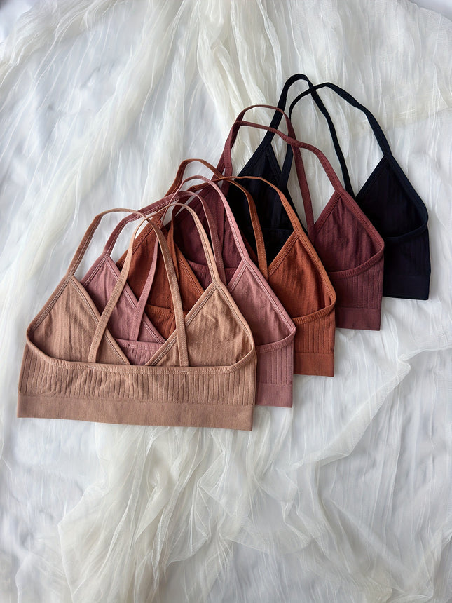 5Pcs Seams Ribbed Comfort Wires Cross Strap Back