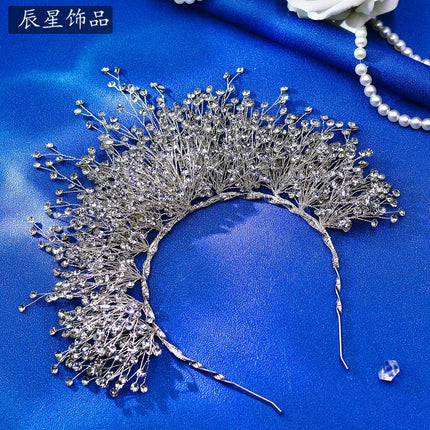 Star CX193 silver rhinestone alloy handmade hair band bridal bridesmaid wine dress headdress wedding dress hair band