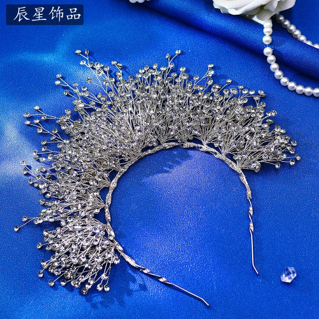Star CX193 silver rhinestone alloy handmade hair band bridal bridesmaid wine dress headdress wedding dress hair band