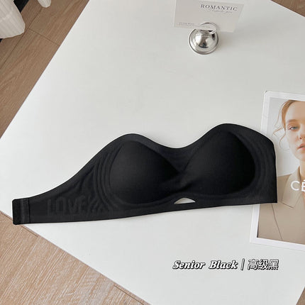 Summer Simple Strapless Jelly Quick-Dry Skin-Friendly Breathable Gathered Bra for Work and Commuting in Bohemian Style