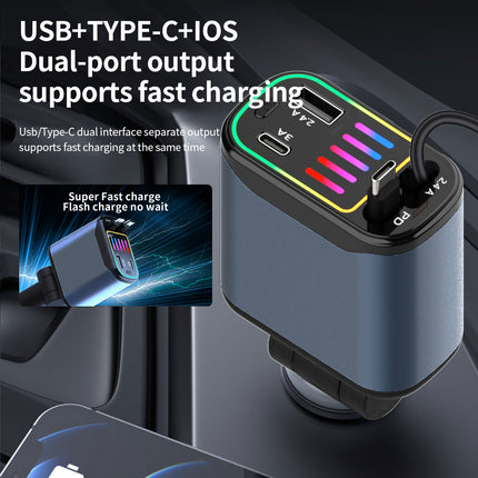 Cross-border X1 car-mounted charging mobile phone electrical appliances support 66W super fast charging PD30 telescopic breathing light atmosphere light C new