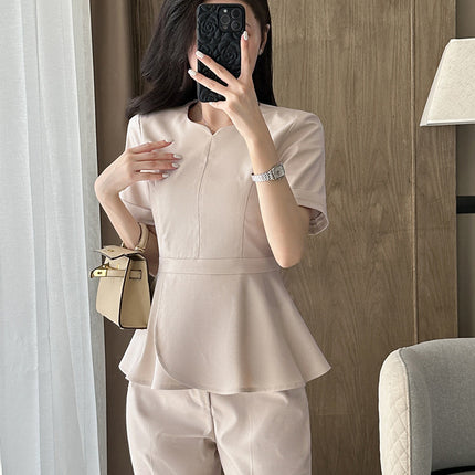 Professional Suit Suit for Women 2025 New Summer Thin Classy Elegant Beauty Salon Jewelry Store Front Desk Work Clothes