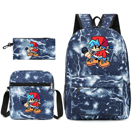 2021 Friday night backpack shoulder bag pencil case three-piece canvas schoolbag set