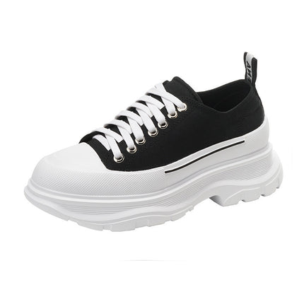 Henry McQueen White Shoes Women's 2022 New McQueen Lace-up Canvas Platform Shoes Heightened Sports Torre Shoes