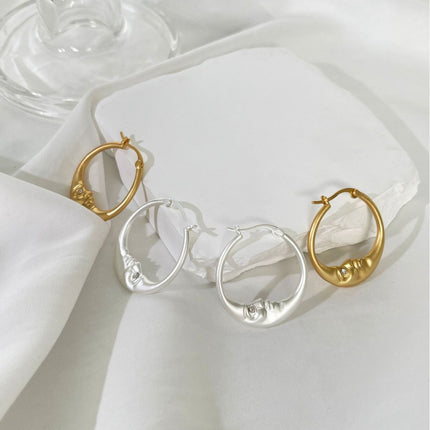 European and American fashion cold wind moon inlaid rhinestone personality earrings cross-border simple moon ring earrings earrings