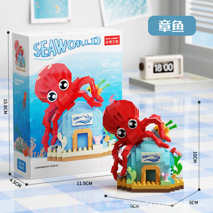 Children's Day Gift Compatible Lego Marine Animals Shark Clownfish Cartoon Doll Assembled Building Blocks Toy