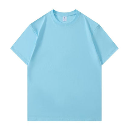 wine red 500g heavy cotton short sleeve T-shirt thick impermeable loose half sleeve men's and women's couples base shirt top