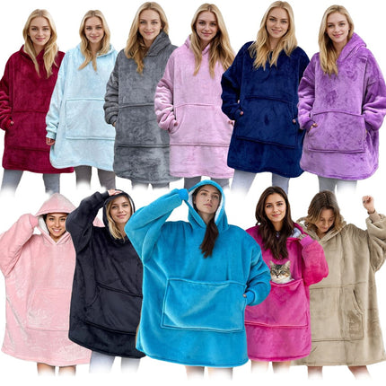 Hooded Blanket Hoodie Blanket Cross-Border Flannel Thickened Lamb Fleece Robe Fleece Pullover Tv Blanket