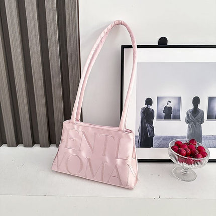 Thai Trendy Cross-Border Niche Design Satin Letter Embroidery Magnetic Buckle Handbag Versatile Crossbody Bag