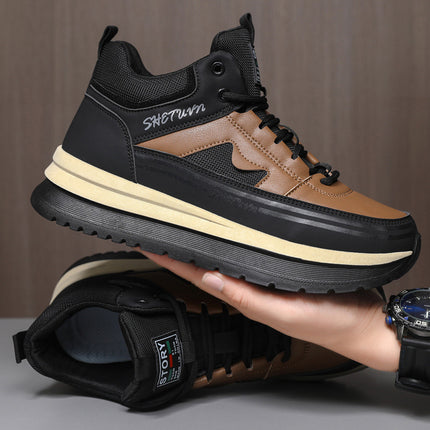 High-Top Shoes for Men, Winter Sports Shoes, 2026 New Style, Fleece-Lined Casual Sneakers, Trendy Height-Increasing Shoes for Men, Versatile Men's Shoes