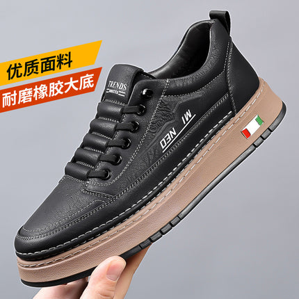 Spring and Autumn New Soft Leather Slip-on Men's Shoes Cross-border Soft Sole Trend All-match Daily Casual Leather Shoes Sneakers Wholesale