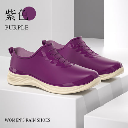 Fashionable Rain Boots for Women, Spring and Autumn Short-Tube Waterproof Shoes for Outer Wear, Non-Slip Kitchen Work Plus Velvet Warm Rain Boots Cross-Border