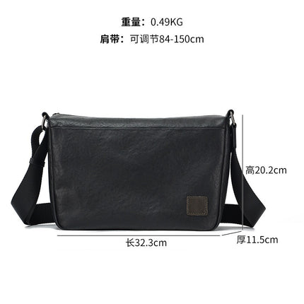 First-Layer Cowhide Men's Crossbody Bag, High-End Genuine Leather Men's Bag, Large-Capacity Commuter Motorcycle Bag, Exclusively for Cross-Border Sales