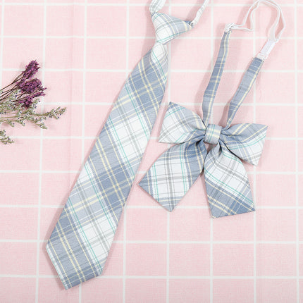 Japanese and Korean striped jk/dk college style men's and women's red cyanotic gray blue shirt accessories tie-free collar set