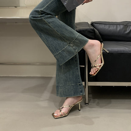 2025 European and American New Fashion Elegant Open-Toe Slippers for Women to Wear Fairy Style Slippers