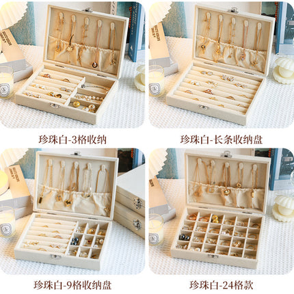 Flannel Jewelry Storage Box Dustproof High-grade Large Capacity Jewelry Box Earrings Bracelet Necklace Storage Display Jewelry Box