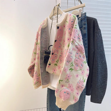 Chubby Girl plus size design soft Nuo sweater coat women's autumn and winter lazy wind loose slimming knitted cardigan sweater