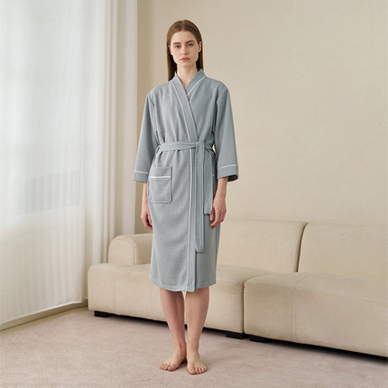 Hotel Bathrobe Women's Spring and Summer Thin Water Absorbent Quick-drying Nightgown Men's Mid-length plus size Hot Spring Swimming Sauna Bath Towel