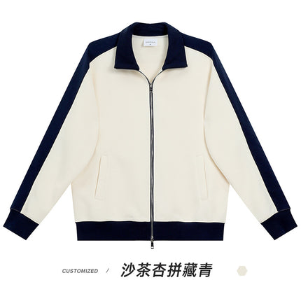 wine red 380g blockbuster fashion brand zipper cardigan coat autumn and winter color matching long sleeve solid color basic stand collar sweater men