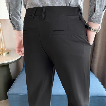 Korean Style Small Western Trousers Men's Autumn and Winter Business Slim-fit Straight Ankle-length Pants 2024 New Arrival Light Luxury Suit Trousers