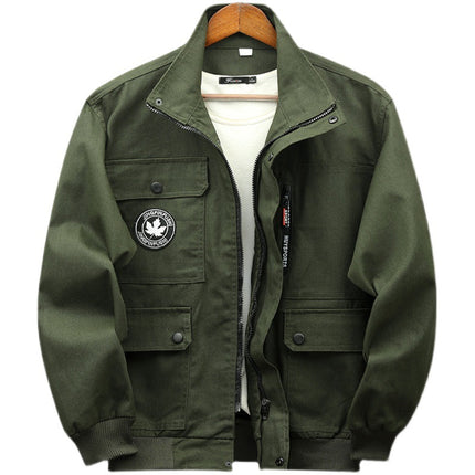 Wear-resistant work clothes suit men's labor protective clothing fashion thickened welding anti-scald building workshop work uniform order DR