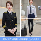Women's black suit + white shirt + pants / 3XL