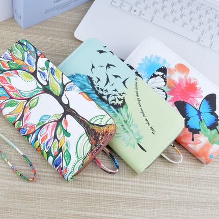 New Wallet Women's Long Zipper Clutch Soft Wallet Fashionable Cross Pattern Printed Student Change Mobile Phone Bag