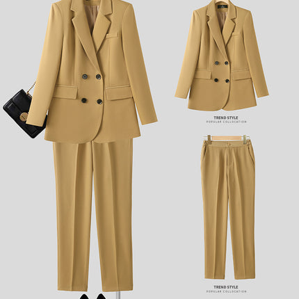 Cross-Border Military Green Suit Set for Women, Long-Sleeved, Goddess Style, High-End Casual Petite Suit Set, Workwear