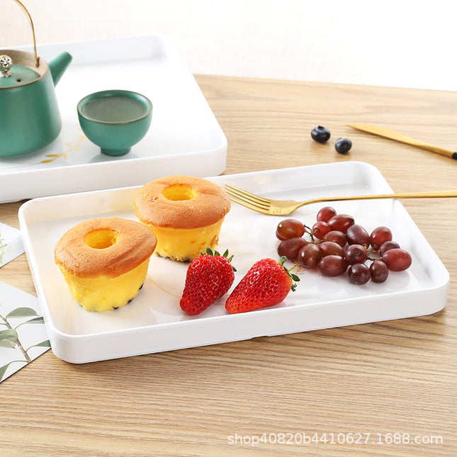 White Plastic Tray Rectangular Tea Tray Household Baking Tray Tea Cup Scandinavian Accessible Luxury Water Cup Storage Melamine