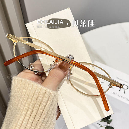 Metal Small Frame Nerd-Style Glasses for Women, Metal High-End Feel, Men's Fashion, Cross-Border Korean Style, New Decorative Resin