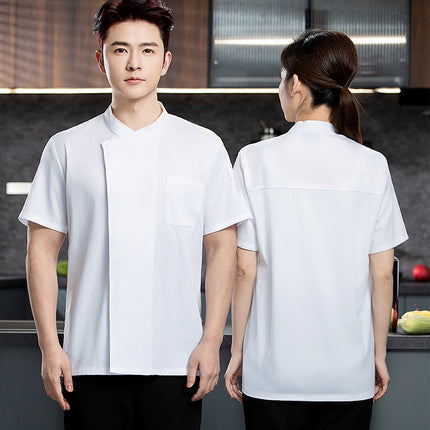 Pure white kitchen chef overalls men's long sleeve hotel executive chef restaurant baking cake shop