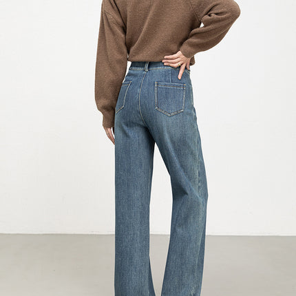 High-Waisted Slimming Women's Fashionable Versatile Jeans 2026 Spring Narrow Wide-Leg Pants Floor-Length Women's Trousers